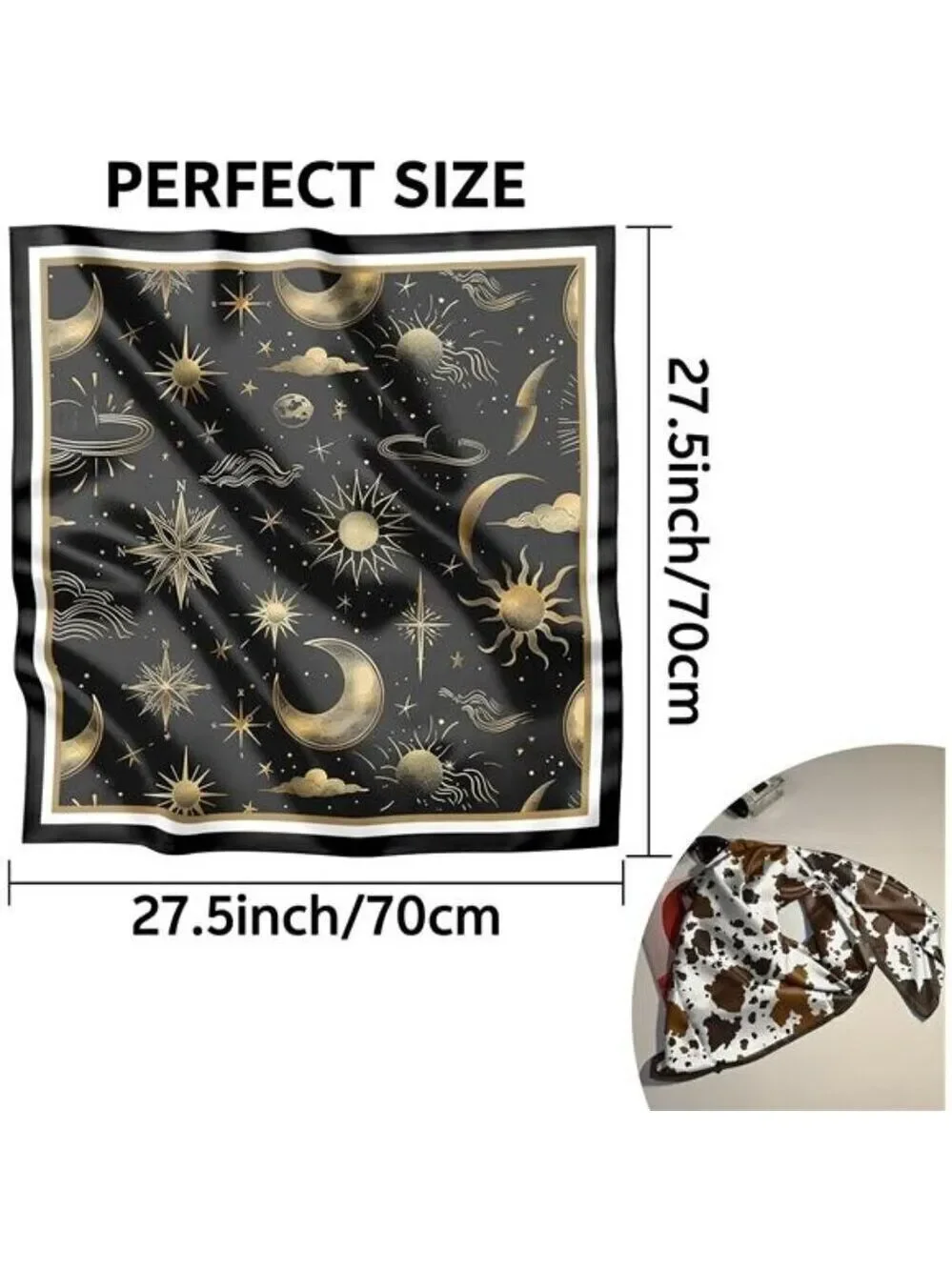 2 PCS Scarf Silk Feeling Square Satin Headwear Hair Scarves Wrap 27.5 Inches